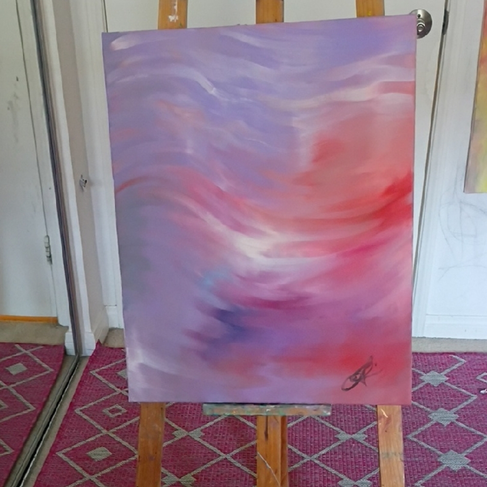 Abstract Pink and Purple Swirl Canvas Art - Home Art